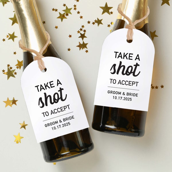 Take A Shot To Accept! Mini-Alcohol Bottle Gift Tags for Bridal Party, Will You Be My Groomsman Bottle Tags, Ask Bridesmaid for Bridal Party