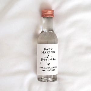 Personalized Baby Making Potion Mini Liquor Bottle Labels - Baby Shower Favors