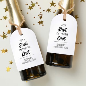 Take A Shot I&#39;m Tying The Knot Mini Bottle Gift Tags (1.25&quot;x1.8&quot; in): Wedding Party, Bachelorette, Engagement, Celebrate Party Favor