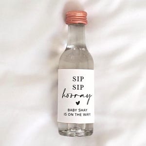 Personalized Mini Liquor Bottle Labels: Sip Sip Hooray, Baby Shower Favors