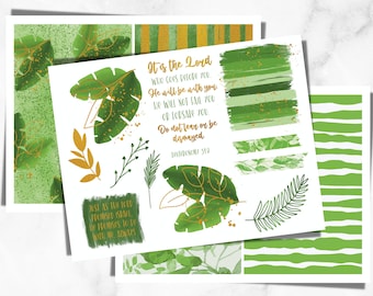 Journalisation biblique imprimable | Deutéronome 31:8 Imprimable, Tropical, Palm Leaf Bible Journaling, Green Bible Journal, Téléchargement instantané