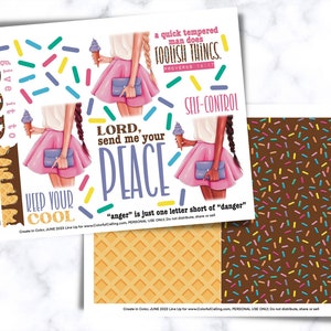 Bible Journaling Printable | Proverbs Journal Printable, Ice Cream, Keep Your Cool, Summer Bible Journal Stickers, Journaling, Sprinkles