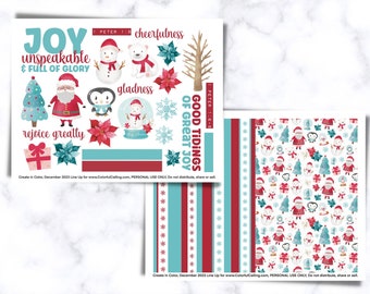 Journal biblique imprimable | Journal de Noël imprimable, Autocollant de bonbons de Noël, Joy Unspeakable, Autocollants de bonhomme de neige, Téléchargement instantané