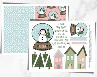 Journalisation biblique imprimable | Psaumes imprimables, journalisation biblique d'hiver, journal biblique de neige, téléchargement immédiat, boule à neige Doodle