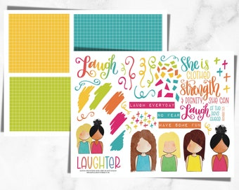 Bible Journaling Printable | Hand Drawn Girls Printable, Girl Bible Journaling, Colorful Bible Journal, Instant Download, Proverbs 31