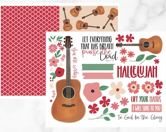 Journalisation biblique imprimable | Psaume 150, Guitare, Musique, Alléluia, Louez le Seigneur imprimable, Bible Journal PDF, Musique, Autocollants de fleurs