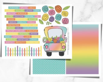Bible Journaling Printable | Wordfetti Printable,Bible Journaling, Spring Words for Journaling, Truck Printable, Christian Wordfetti, Words