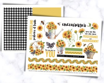 Bible Journaling Printable | Hebrews, Romans, Sunflower, Farmhouse, Encourage, Bible Printable, Bible Stickers, Instant Download