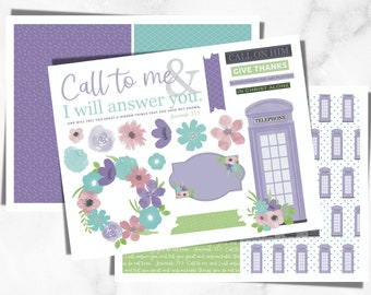 Diario biblico stampabile / Geremia 33:3 stampabile, Chiamami diario biblico, diario biblico, download istantaneo, diario biblico floreale