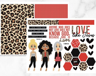 Bible Journaling Printable | 1 John 4:8 Printable, Leopard Bible Journaling, Girl Bible Journal, Instant Download, Knowing God Printable PDF