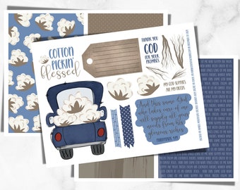Journalisation biblique imprimable | Philippiens 4:19 Printables, Cotton Pickin Blessed, God is our provider, blue truck bible stickers