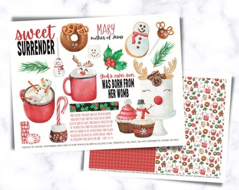 Bible Journaling Printable | Christmas Journaling Printable, Christmas Candy Sticker, Jesus is the Reason, Sweet Surrender, Instant Download