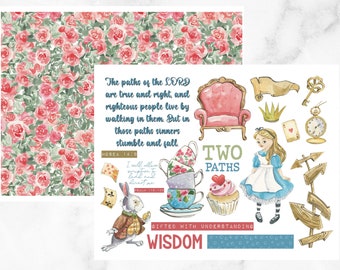 Journalisation biblique imprimable | Osée imprimable, autocollants de conte de fées, Art biblique, Alice au pays des merveilles, Teacup Bible Journal, Junk Journal