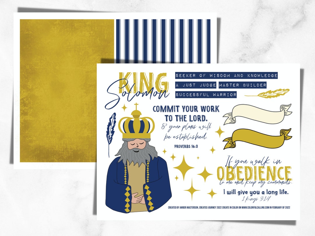 Bible Journaling Printable | King Solomon Printable, Bible Characters ...