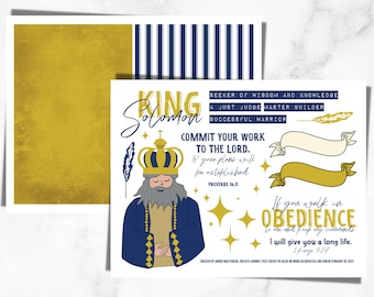 Journalisation biblique imprimable | Roi Salomon imprimable, personnages de la Bible, Journalisation de la Bible des hommes, Journal de la Bible du roi, Téléchargement instantané, Royauté