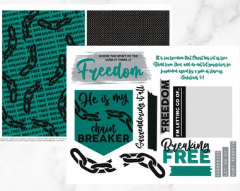 Journalisation biblique imprimable | Disjoncteur de chaîne imprimable, autocollants Galates, autocollant de journalisation biblique PDF, journalisation de la liberté, Galates 5:1