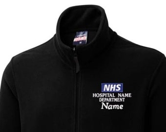 NHS Lightweight Fleece Jacket Personalised Healthcare Staff Student Embroidered Logo Staff Uniform, (Compliant with NHS Identity Guidelines)