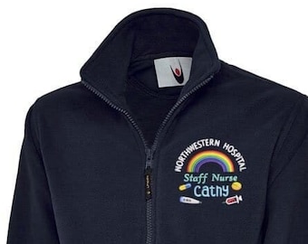 Personalised Healthcare Classic Unisex Fleece Jacket With Injection, Capsule Thermometer  Embroidery Design, Staff and Student Fleece Jacket