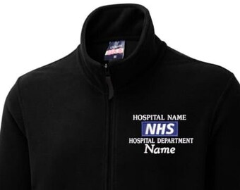 NHS Lightweight Fleece Jacket Personalised Healthcare Staff Student Embroidered Logo Staff Uniform, (Compliant with NHS Identity Guidelines)