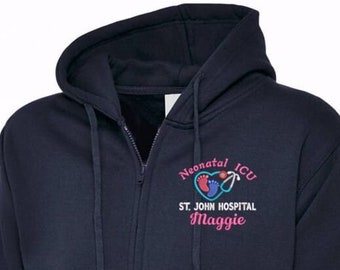 Personalised Healthcare Staff Student Unisex Hoodie with Neonatal Midwifery and Paediatric Embroidery Designs, NHS Hoodie