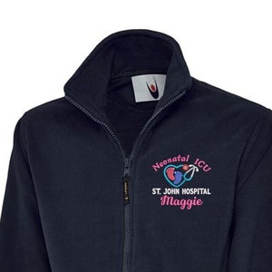 Personalised Healthcare Classic Unisex Fleece Jacket With Paediatric, Neonatal and Midwifery Embroidery Designs. image 1