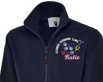 Personalised Classic Fleece Jacket With Veterinary Theme Embroidery Designs