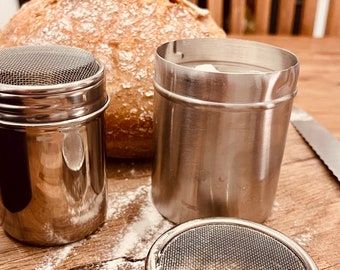 Mehlsieb / Puderzuckerstreuer mit feinen Maschen, Edelstahl, Silber 2 Größen