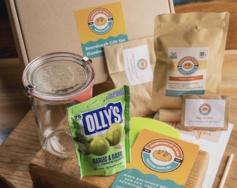 Sourdough Starter Kit – Organic Dried Starter, Flour, Olives, Sea Salt, Jar