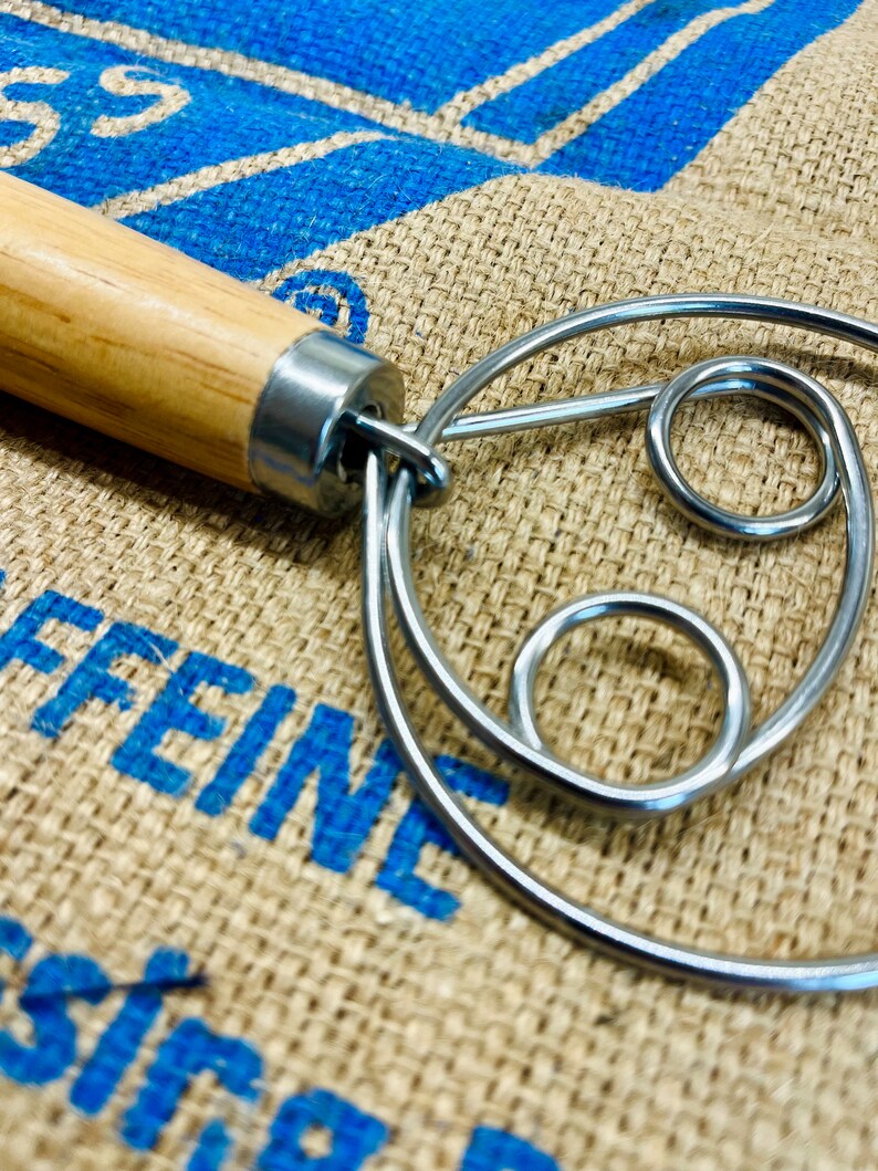 Long Wood Handled Whisk 13 Inch / 33 Cm Stainless Steel Bread Danish