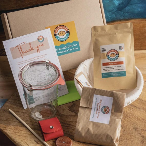 Beginner Sourdough Starter Kit - Starter Culture & Baking Tools Gift Set