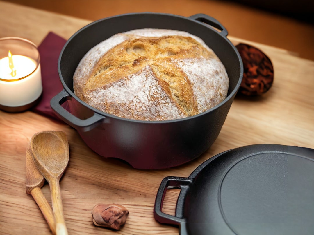 2-In-1 Pre-Seasoned Non-Stick Cast Iron Double Dutch Oven And Skillet Lid