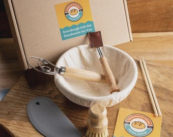 Sourdough Bread Baking Tools Gift Set – Whisk, Lame, Banneton, Scraper, Brush