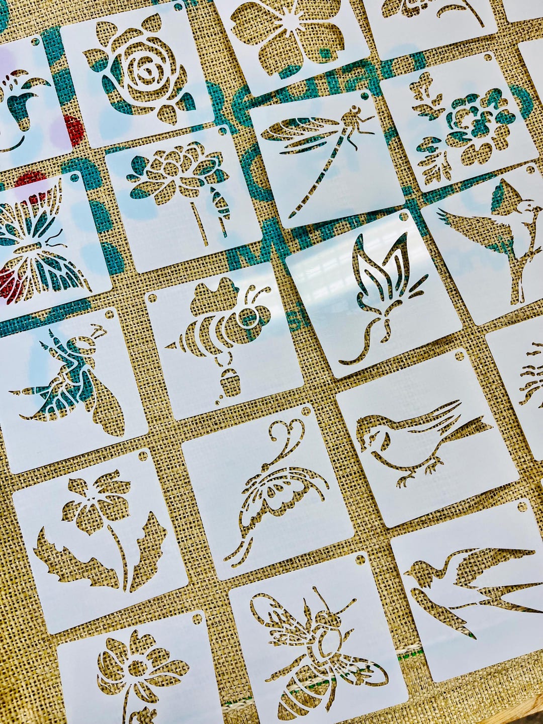 Floral and Nature Stencils, Reusable Craft and Baking Templates, Set of ...