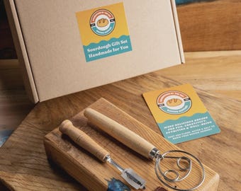 Set de regalo para hornear pan de masa madre - Kit de herramientas para hacer pan artesanal - Cuchilla para pan y batidor danés