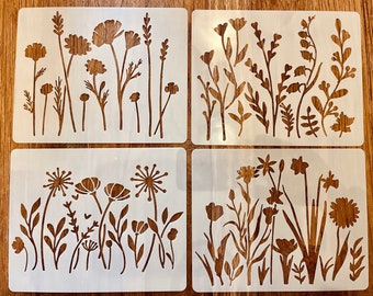 Wildflower Stencils - Floral Baking & Craft Templates, Set of 12