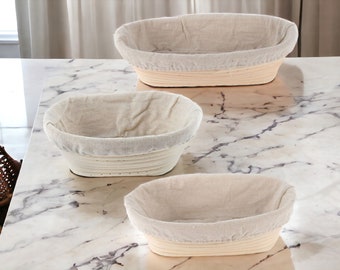 Cesta ovalada Banneton con forro – Elaboración artesanal de pan de masa madre