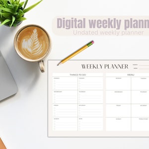 Wochenplaner 2023, druckbare To-Do-Liste, Wochenplaner, Menü-Organizer, Dinge zu kaufen, undatierter Planer