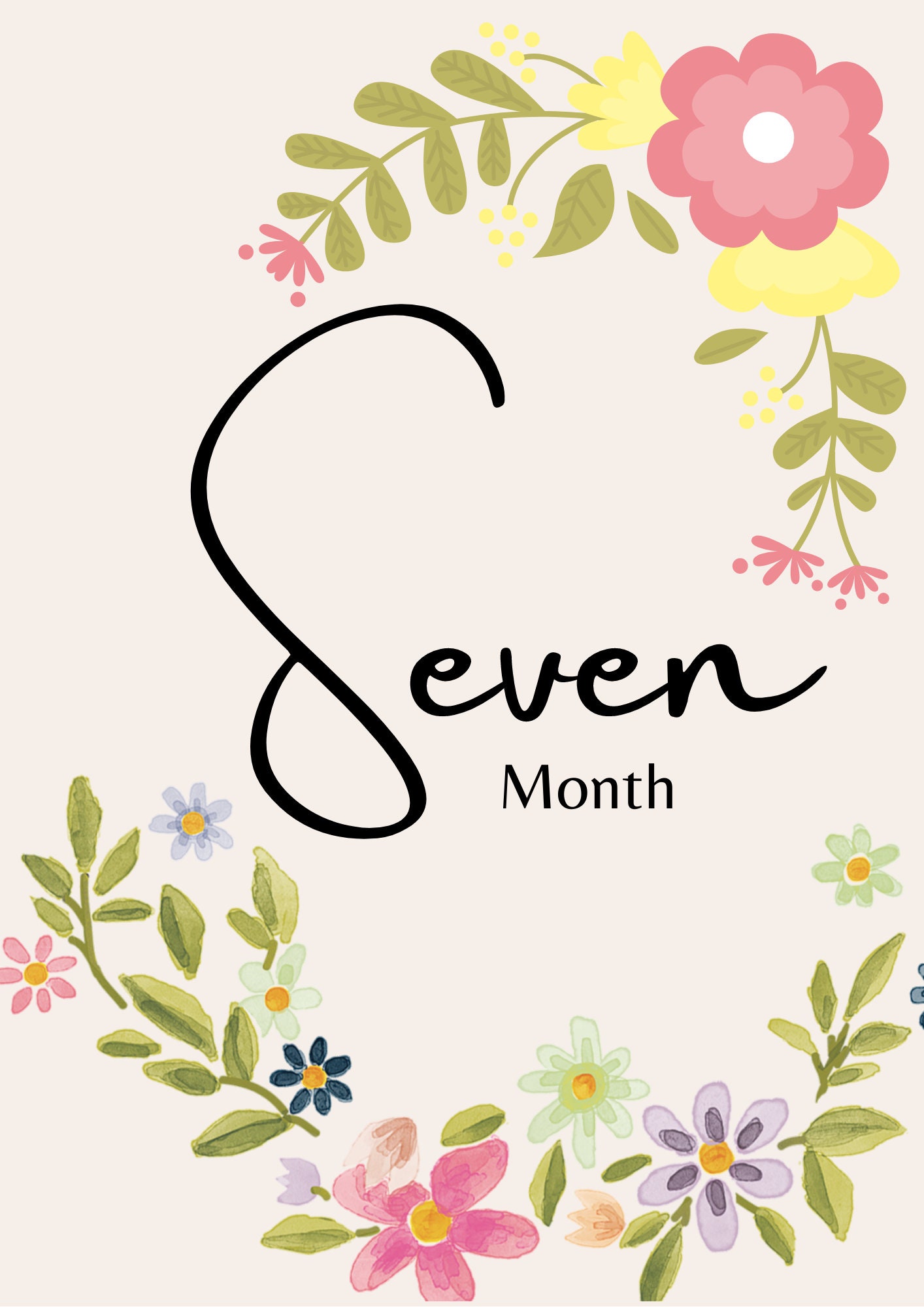 Baby Girl Monthly Milestone Printable Baby Month Card A3 - Etsy