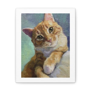 Fine Art Orange Tabby Cat Print on Stretched Canvas*Ready to Hang Ginger Cat Wall Art*Print of a Ginger Tabby Cat Painting*