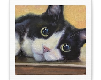 Fine Art Print of a Tuxedo Cat Painting on Gallery Wrapped Canvas*Ready to Hang Wall Tuxedo Cat Art*Gift for Cat Lover