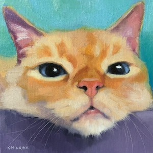 Adopt659*Original Oil Painting of an Orange Cat*Ginger Cat Portrait in Oil*Gift for Orange Cat Lover