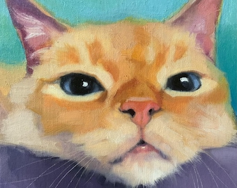 Adopt659*Original Oil Painting of an Orange Cat*Ginger Cat Portrait in Oil*Gift for Orange Cat Lover