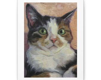 Fine Art Calico Cat Print on Stretched Canvas*Ready to Hang Calico Cat Wall Art*Print of a Calico Cat Painting*