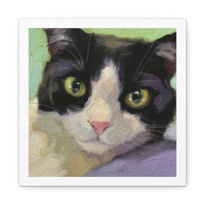 Vibrant Fine Art Print of a Tuxedo Cat Painting on Gallery Wrapped Canvas*Ready to Hang Wall Tuxedo Cat Art*Gift for Cat Lover