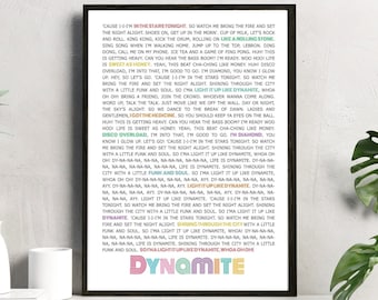 BTS Dynamit Lyrics Wandkunst | Druckbare Wandkunst | Digitaler Download | KPOP