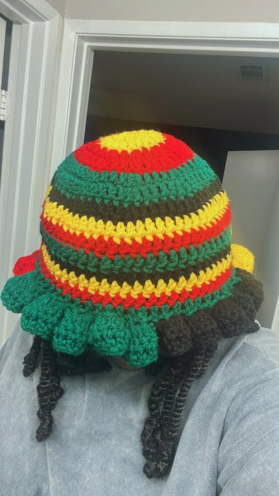 Reggae Inspiredcrochet Ruffle Edge Hat |crochet Ruffled Hat