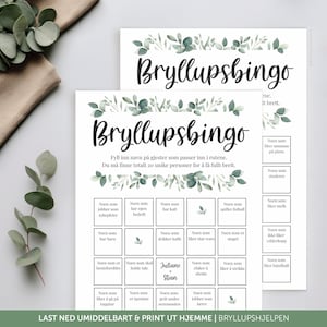 Bryllupsbingo &#39;EUKALYPTUS&#39; | Selskapslek | Bryllupsleker | Mal | Giftemål | Bryllup | Bryllupsplanlegger | Bryllupstips | Bryllupshjelpen