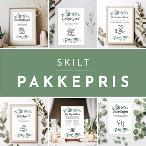 Pakkepris BORDPYNT | Få 10 i 1 | &#39;EUKALYPTUS&#39; | Gjestebok | Fotoboks | Ladestasjon | Kakebord | Nødkurv | Del Øyeblikkene | Godteribord