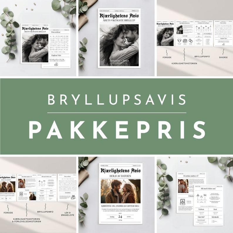 Pakkepris HELE SERIEN Få 27 i 1 'EUKALYPTUS' Alt Til Bryllupet Budsjettvennlig Maler Estetisk Bryllup Bryllupshjelpen image 2