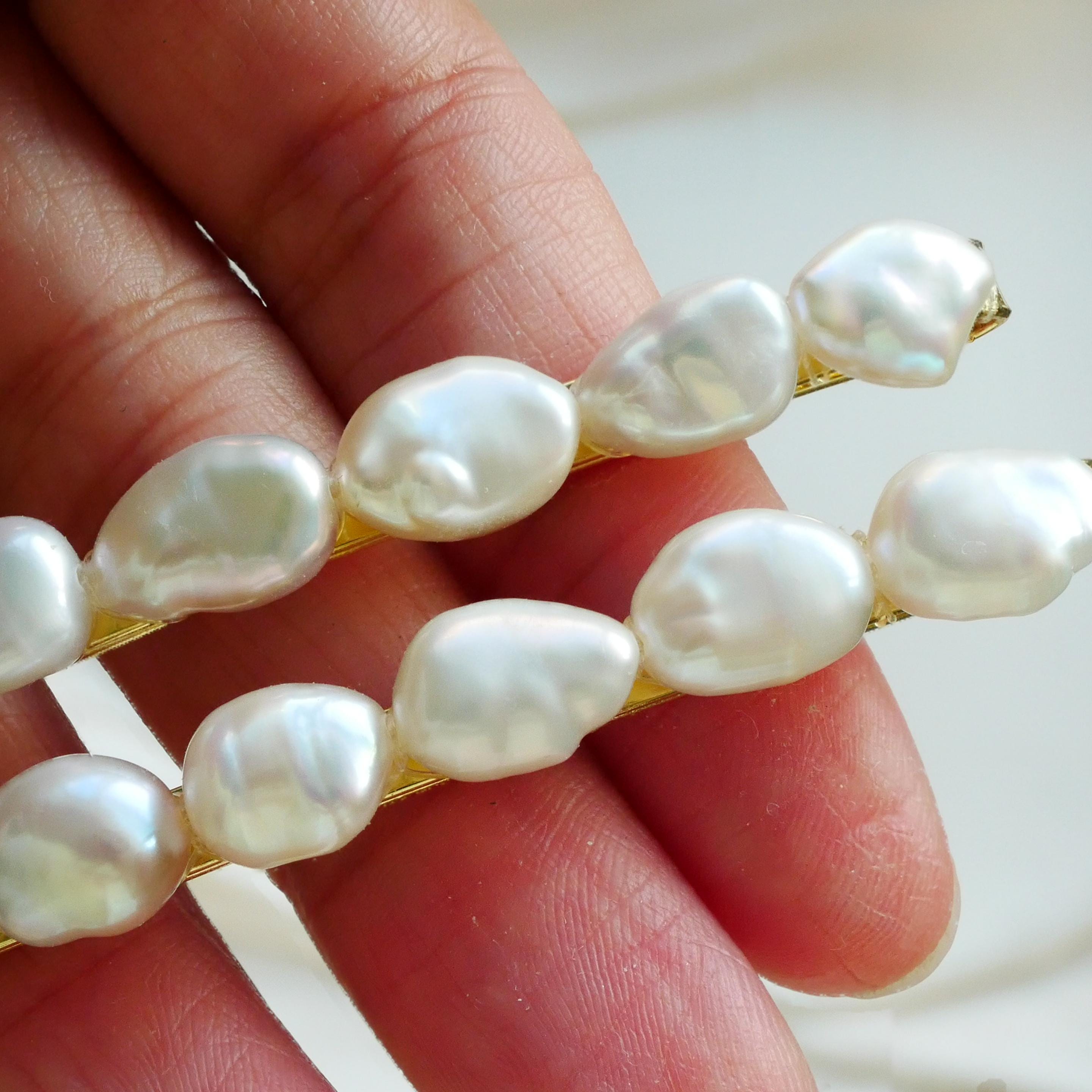 Real Freshwater White Keshi Pearl Hair Pins (pack of 2  display picture 1